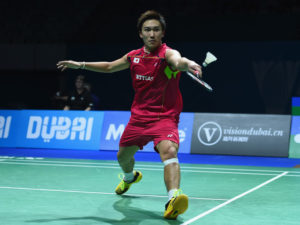 Kento Momota Doing the Badminton Spin Net